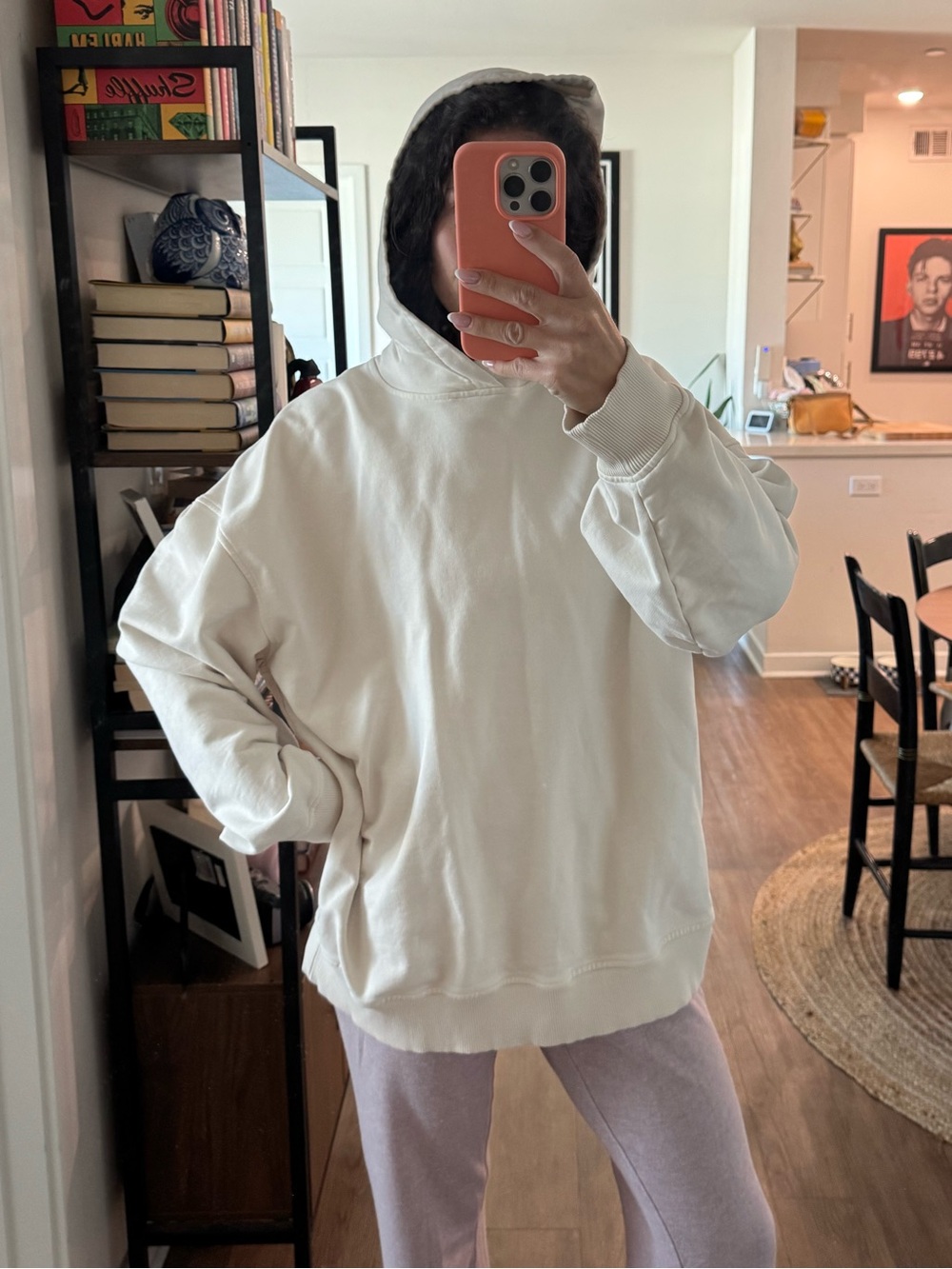& Other Stories Cream Oversized Hooded Sweatshirt